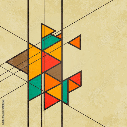 Naklejka - mata magnetyczna na lodówkę Triangular retro abstract background vector