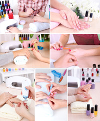 Wall Mural - Collage of manicure process in salon