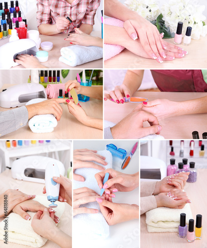 Naklejka samoprzylepna Kolaż procesu manicure w salonie