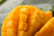 cube cut ripe mango
