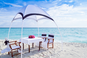 Poster - Wedding set up on the beach, Maldives