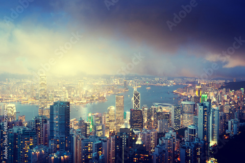 Board z aluminiowym obramowaniem Hongkong wyspa od szczytu Wiktorii