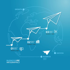 Wall Mural -  business diagram paper airplanes line style  template  / can be