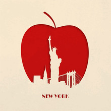 Cut-out Silhouette Of Big Apple New York
