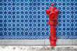 Hydrant vor blau