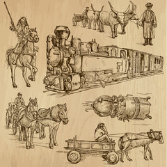 Poster - Transport around the World (vector pack no.7) - hand drawn