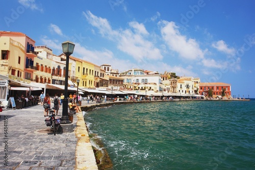 Fotoboard na płycie Widok na stary port w Chanii, kreta
