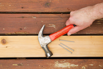 Repairing Old Wooden Boards on Deck