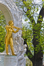 Golden Statue Of Famous Composer Johann Strauss,Stadtpark,Vienna