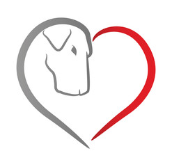 Icon of a dog's head within a red heart