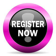Aufkleber - register now pink glossy icon