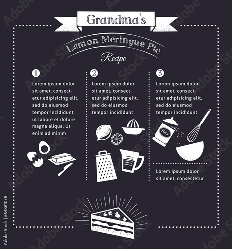 Fotografía Chalkboard meal recipe template vector design