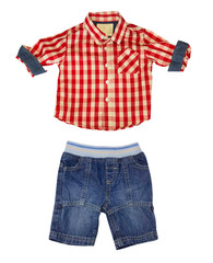 Wall Mural - Male kid fashion clothes. Children clothes set isolated.