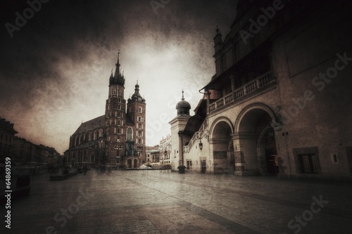 Board z aluminiowym obramowaniem Kraków stare miasto styl retro.
