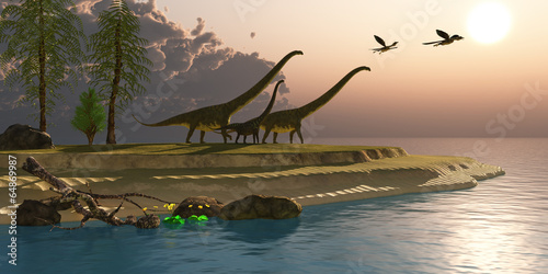 Naklejka samoprzylepna Poranek dinozaura mamenchisaurusa