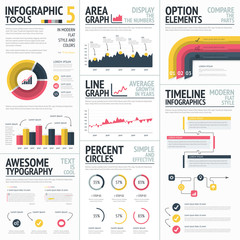 Poster - Red and yellow infographic elements set vector