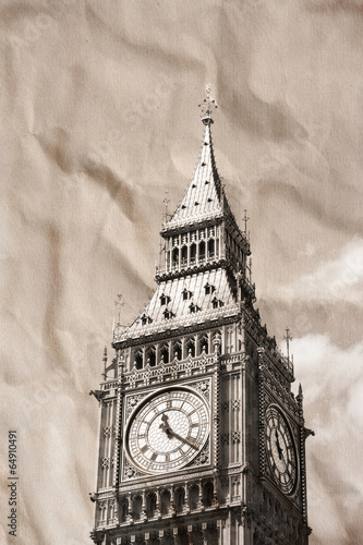 Naklejka - mata magnetyczna na lodówkę Vintage view of London, Big Ben