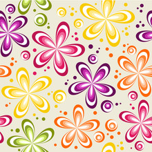 Spring Yellow Pink Orange Flower Pattern Seamless Background