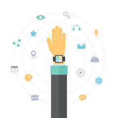 Poster - Smart watch features flat illustration concept