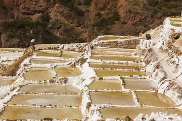 Canvas Print - Maras salt mines peruvian Andes Cuzco Peru