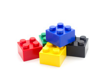 Lego , Plastic Building Blocks On White Background