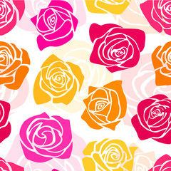 Wall Mural - Cute romantic floral pattern romantic pink and yellow roses