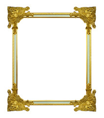 Gold frame on the white background