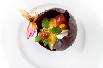 Sticker - Chocolate dessert with fruits