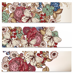 Fototapete - Business cards set with flowers