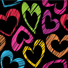 Wall Mural - Sketchy hearts seamless pattern