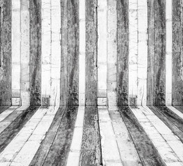 Wall Mural - Room perspective,Old Grunge wooden wall