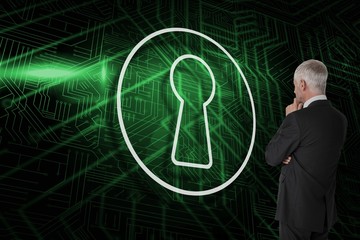 Fototapete - Composite image of keyhole and businessman looking