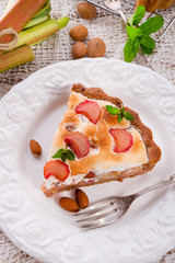 Poster - rhubarb cakes with meringue and almonds