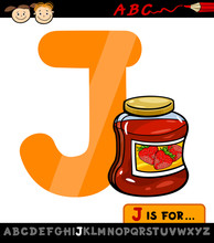 Letter J With Jam Cartoon Illustration