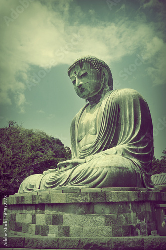 Board z aluminiowym obramowaniem Wielki budda (daibutsu) w świątyni kotokuin w kamakura, jap