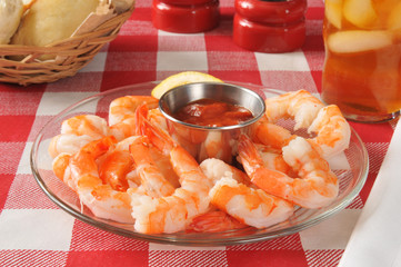 Canvas Print - Shrimp prawns with cocktail sauce