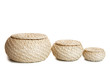 three wicker baskets on a white background. isolated
