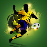 Colorful soccer player shooting