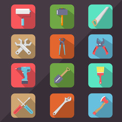 Hardware Tools Flat Icon Long Shadow