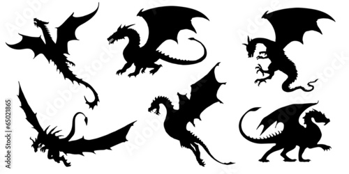 dragon silhouettes Obraz na płótnie