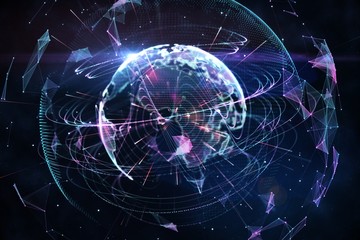 Aufkleber - Global technology background in purple