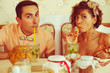 © Augustino - Happy marriage concept. Couple of hipsters drinking mojito