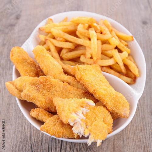 Naklejka samoprzylepna Smażony kurczak i frytki