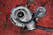 Old worn out turbocharger of a turbo diesel engine