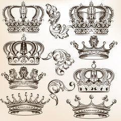 Wall Mural - collection of vector detailed crowns