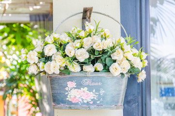 Poster - Interior plastic flower in vase