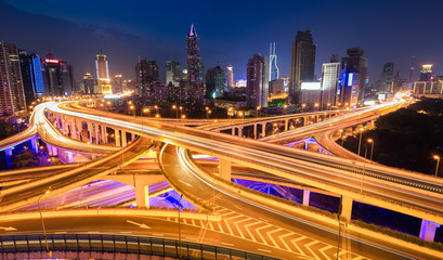 Canvas Print - panoramic view of city interchange overpass