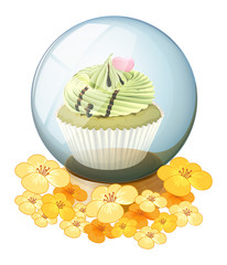 Wall Mural - A crystal ball with a cupcake