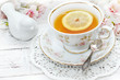 tea in elegant cup in retro style