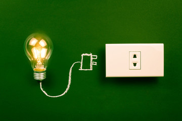 Wall Mural - Lightbulb and plug